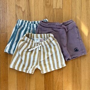 Zara Kids Striped Shorts Set - Brown, Green, Purple